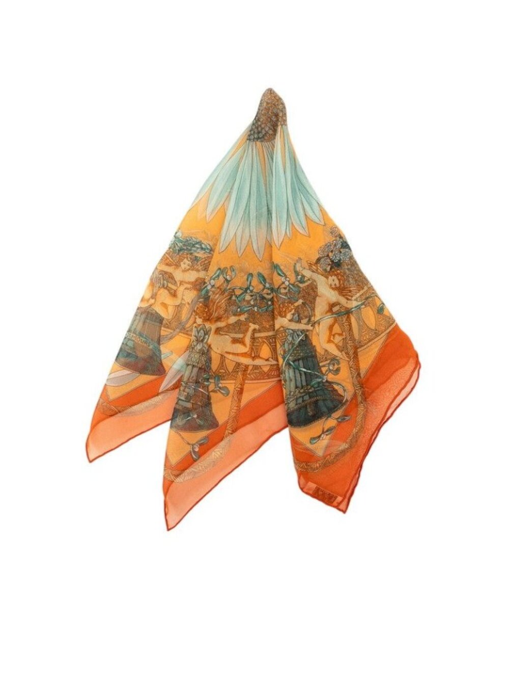 Hermes Carre 45 Amore Amours Scarf Orange Multicolor Silk - Picture 3 of 7